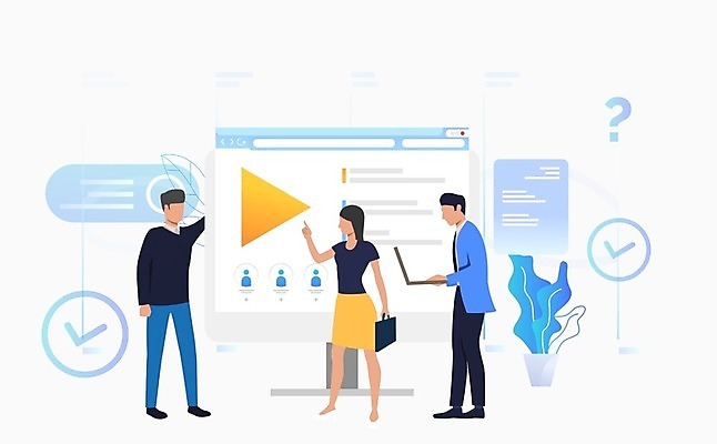 EPS 해외이미지 전신 여자 남자 일러스트 모바일 대화 서기 들기 성인 세명 노트북 모니터 물음표 가리킴 비즈니스맨 비즈니스우먼 체크표시 온라인 온라인강의 성인만 해외202105 해외일러스트 기호 비즈니스 모션 말하기 사람 손짓 전자제품 컴퓨터 직장인 강의 확인 파일형식 벡터 언택트