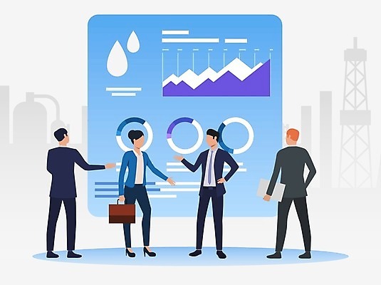 EPS 해외이미지 전신 응시 여자 남자 서류가방 일러스트 그래프 대화 서기 들기 여러명 성인 노트북 업무 비즈니스맨 비즈니스우먼 성인만 해외202105 해외일러스트 시선 다수 가방 비즈니스 모션 말하기 사람 전자제품 작업 직장인 파일형식 벡터