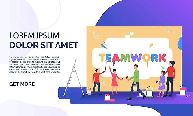 EPS 해외이미지 여자 남자 어린이 일러스트 협력 서기 들기 여러명 성인 걷기 색칠 벽화 페인트통 페인트롤러 해외202105 해외일러스트 다수 모션 통 사람 페인트 그림 파일형식 벡터