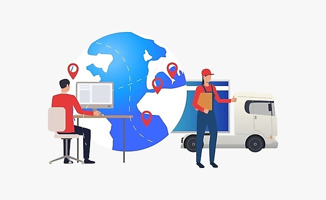 EPS 해외이미지 전신 여자 남자 지구 일러스트 서기 들기 앉기 성인 두명 글로벌 택배기사 택배 온라인쇼핑 따봉 모바일쇼핑 택배상자 해외배송 성인만 해외직구 해외202105 탑차 해외일러스트 모션 사람 쇼핑 상자 트럭 운송업 최고 배달원 배송 온라인 파일형식 벡터