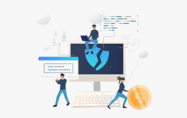 EPS 해외이미지 전신 여자 남자 일러스트 서기 앉기 성인 세명 컴퓨터 모니터 동전 키보드 암호 보안 금화 해커 굴리기 깨짐 로그인 아이디 인터넷보안 성인만 해외202105 해외일러스트 컨셉 돈 모션 안전 사람 전자제품 범죄 황금 파일형식 벡터