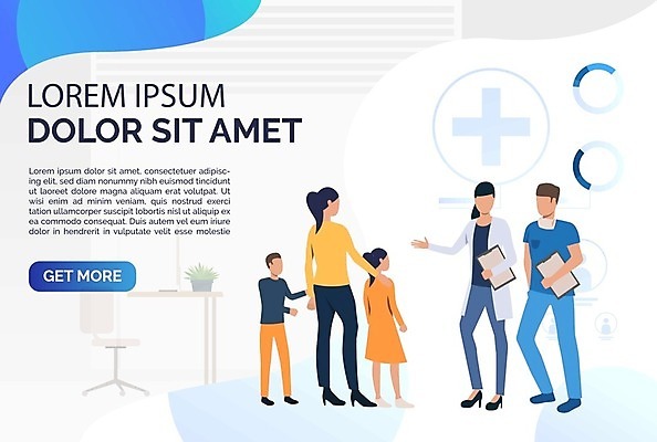 EPS 해외이미지 전신 여자 남자 딸 아들 어린이 일러스트 엄마 병원 서기 들기 소년 여러명 성인 간호사 소아과 서류판 소아과의사 해외202105 해외일러스트 다수 의학 가족 모션 사람 사무용품 의료진 의사 파일형식 벡터