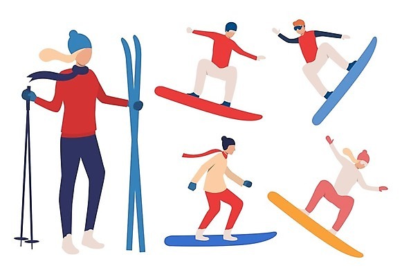 EPS 해외이미지 전신 여자 남자 스포츠 일러스트 스키 서기 여러명 성인 잡기 스노우보드 폴 스노우보더 성인만 해외202105 해외일러스트 다수 모션 겨울스포츠 운동선수 사람 보드_스포츠 스키용품 파일형식 벡터