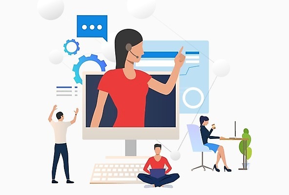 EPS 해외이미지 캐릭터 일러스트 비즈니스 대화 사람 스마트폰 컴퓨터 헤드폰 작업 도움 센터 중개인 고객 서비스 컨설턴트 상담 부름 운영자 지원 해외202105 해외일러스트 일러캐릭터 직업 음향기기 컨셉 모션 말하기 전자제품 핸드폰 스마트기기 전문직 파일형식 벡터