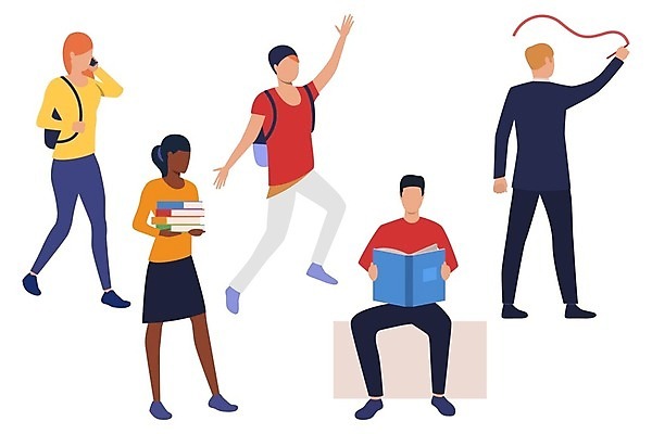 EPS 해외이미지 캐릭터 학생 여자 남자 일러스트 학교 사람 장식 책 학습 세트 독서 교사 기록 시간 대학교 상업 동영상 해외202105 해외일러스트 일러캐릭터 직업 교육 파일형식 벡터