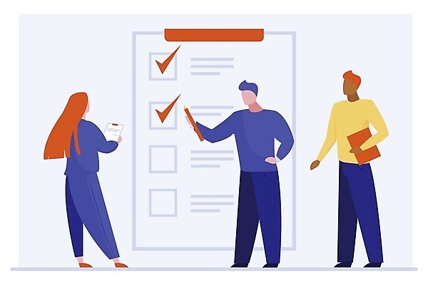 EPS 해외이미지 캐릭터 일러스트 비즈니스 사람 스터디 연필 업무 퀴즈 결과 투표 고객 분석 서식 문서 의견 대답 분석가 설문지 체크리스트 해외202105 해외일러스트 일러캐릭터 직업 컨셉 학용품 학습 필기구 작업 선거 파일형식 벡터