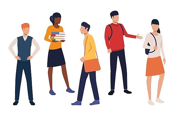 EPS 해외이미지 캐릭터 학생 여자 남자 가방 일러스트 배낭 사람 장식 10대 책 학습 세트 독서 걷기 대학교 상업 문학 해외202105 해외일러스트 일러캐릭터 잡화 교육 학교 모션 청소년 파일형식 벡터