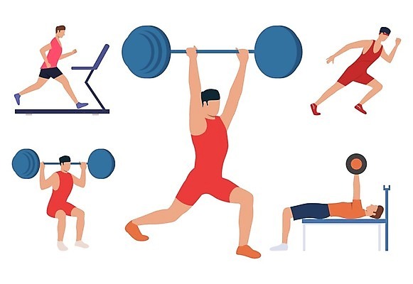 EPS 해외이미지 전신 남자 일러스트 들기 여러명 성인 눕기 달리기 헬스 런닝머신 역도 벤치프레스 성인남자만 스쿼트 해외202105 해외일러스트 스포츠 다수 모션 사람 운동 운동기구 남자만 성인만 파일형식 벡터 운동자세
