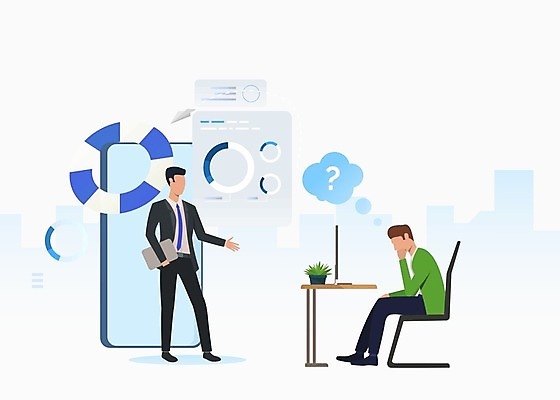 EPS 해외이미지 남자 의자 일러스트 그래프 서기 앉기 성인 두명 파란색 스마트폰 컴퓨터 태블릿 비즈니스맨 고민 주머니손 성인남자만 해외202105 해외일러스트 감정 컬러 가구 비즈니스 모션 사람 전자제품 핸드폰 스마트기기 직장인 남자만 성인만 파일형식 벡터