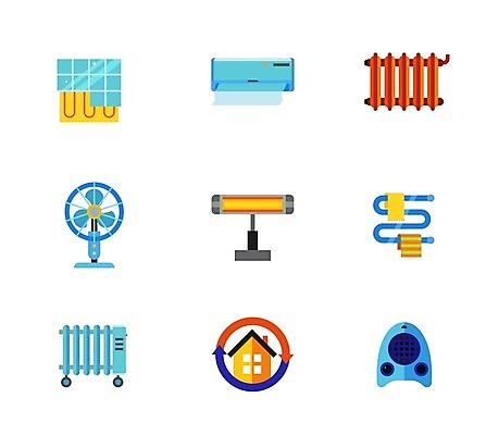 EPS 해외이미지 일러스트 가정 바닥 사람없음 세트 수건 기계 에너지 부채 기름 서비스 시스템 난방 온도 라디에이터 린스 안락 해외202105 해외일러스트 음식 컨셉 위생용품 파일형식 벡터