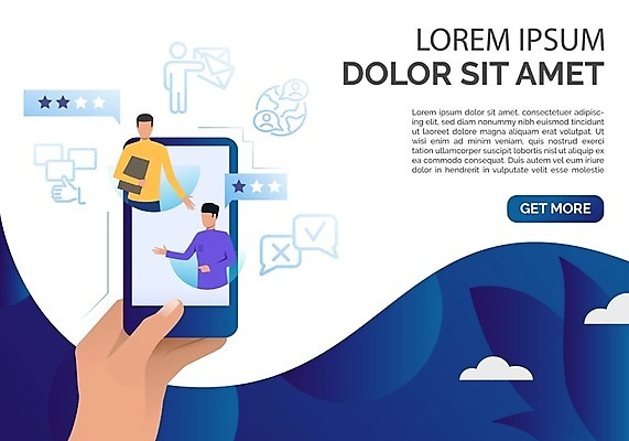 EPS 해외이미지 손 남자 별 말풍선 일러스트 들기 상반신 성인 두명 신체부위 파란색 스마트폰 문서 평가 별점 성인남자만 해외202105 해외일러스트 자연요소 컬러 모션 사람 핸드폰 스마트기기 점수 남자만 성인만 파일형식 벡터