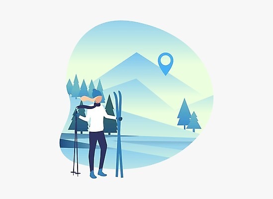 EPS 해외이미지 전신 나무 여자 하늘색 일러스트 스키 산 한명 서기 들기 성인 폴 성인여자한명만 해외202105 해외일러스트 식물 1 모션 겨울스포츠 사람 파란색 스키용품 여자한명만 성인여자만 파일형식 벡터