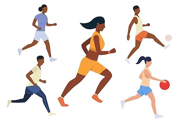EPS 해외이미지 전신 여자 남자 일러스트 농구 농구공 들기 여러명 성인 달리기 축구 킥 공차기 성인만 해외202105 해외일러스트 다수 공 모션 사람 구기 파일형식 벡터