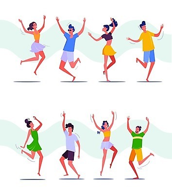 EPS 해외이미지 전신 여자 남자 일러스트 여러명 성인 선글라스 춤 즐거움 성인만 해외202105 해외일러스트 감정 안경 다수 문화예술 사람 파일형식 벡터