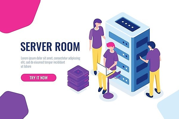 EPS 해외이미지 전신 여자 남자 일러스트 서기 앉기 성인 세명 노트북 컴퓨터 보라색 비즈니스맨 비즈니스우먼 서버 첨단기계 성인만 해외202105 해외일러스트 컬러 비즈니스 모션 사람 전자제품 기계 직장인 파일형식 벡터