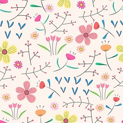 EPS 해외이미지 꽃 분홍색 잎 꽃무늬 패턴 일러스트 사람없음 해외202105 해외일러스트 식물 컬러 무늬 파일형식 벡터