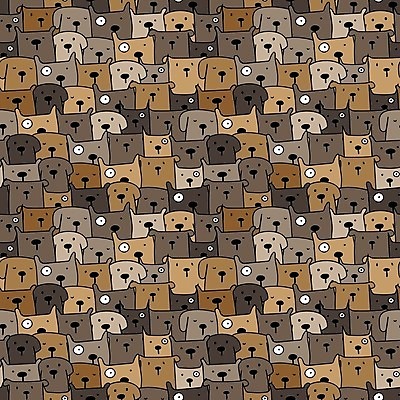 EPS 해외이미지 백그라운드 패턴 일러스트 사람없음 갈색 개 강아지 코믹 해외202105 해외일러스트 컬러 무늬 포유류 반려동물 파일형식 벡터