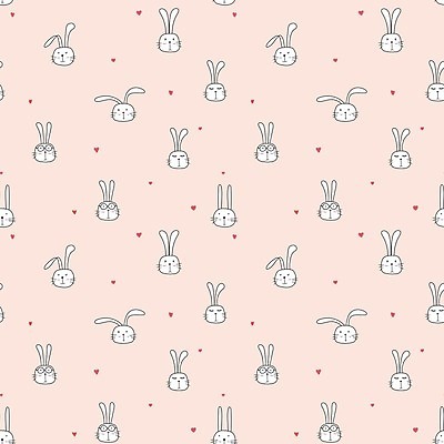 EPS 해외이미지 분홍색 백그라운드 패턴 일러스트 사람없음 패턴백그라운드 하트 토끼 토끼캐릭터 해외202105 해외일러스트 모양 컬러 동물캐릭터 무늬 포유류 반려동물 파일형식 벡터