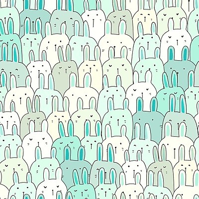 EPS 해외이미지 캐릭터 백그라운드 패턴 일러스트 사람없음 토끼 민트색 해외202105 해외일러스트 일러캐릭터 컬러 무늬 포유류 반려동물 파일형식 벡터