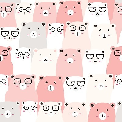 EPS 해외이미지 안경 분홍색 패턴 여러마리 일러스트 곰 사람없음 해외202105 해외일러스트 동물 잡화 컬러 다수 무늬 포유류 파일형식 벡터
