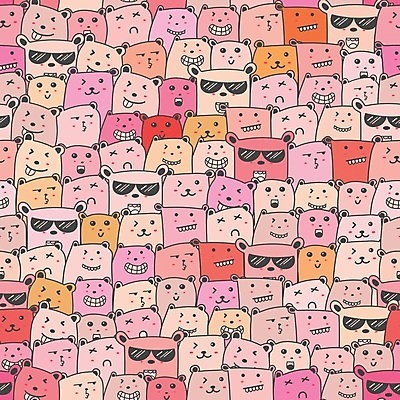 EPS 해외이미지 캐릭터 분홍색 백그라운드 패턴 일러스트 곰 사람없음 해외202105 해외일러스트 일러캐릭터 동물 컬러 무늬 포유류 파일형식 벡터