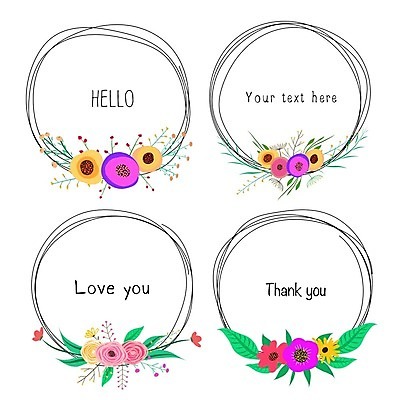 EPS 해외이미지 꽃 잎 일러스트 타이포그라피 사람없음 원형 해외202105 해외일러스트 도형 식물 문자 파일형식 벡터