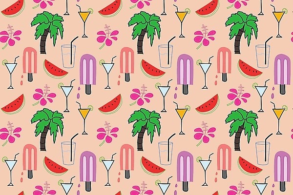 EPS 해외이미지 분홍색 백그라운드 패턴 일러스트 아이스크림 잔 수박 사람없음 야자수 패턴백그라운드 칵테일 막대아이스크림 열대꽃 해외202105 해외일러스트 나무 식기 꽃 컬러 무늬 과일 디저트 주류 파일형식 벡터