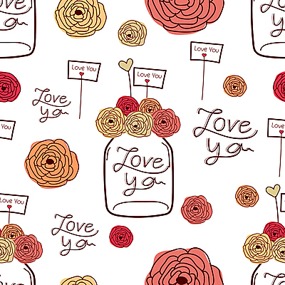 JPG 해외이미지 꽃 백그라운드 패턴 일러스트 사랑 글자캘리그라피 사람없음 패턴백그라운드 병 해외202105 해외일러스트 식물 식기 감정 무늬 캘리그라피 파일형식