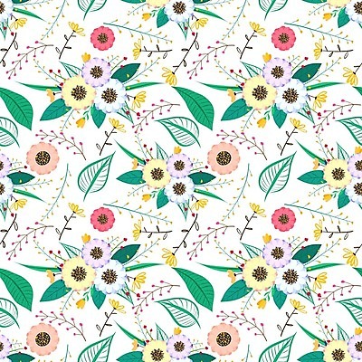 EPS 해외이미지 꽃 줄기 잎 꽃무늬 패턴 일러스트 사람없음 해외202105 해외일러스트 식물 무늬 파일형식 벡터