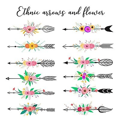 EPS 해외이미지 꽃 잎 꽃무늬 패턴 일러스트 화살 사람없음 해외202105 해외일러스트 식물 무늬 파일형식 벡터