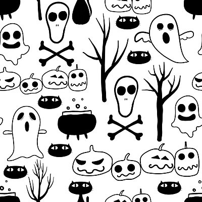 EPS 해외이미지 나무 백그라운드 패턴 일러스트 사람없음 고양이 할로윈 패턴백그라운드 유령 솥단지 잭오랜턴 해외202105 해외일러스트 식물 무늬 포유류 반려동물 파일형식 벡터