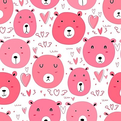 EPS 해외이미지 분홍색 백그라운드 크리스마스 패턴 여러마리 일러스트 사람없음 패턴백그라운드 하트 곰캐릭터 해외202105 해외일러스트 모양 기념일 컬러 동물캐릭터 다수 무늬 곰 파일형식 벡터