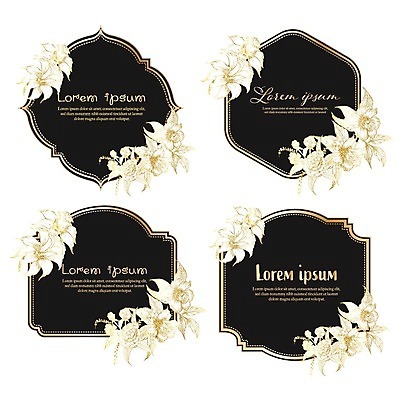 EPS 해외이미지 꽃 일러스트 프레임 타이포그라피 사람없음 검은색 해외202105 해외일러스트 식물 문자 컬러 파일형식 벡터