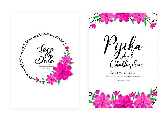 EPS 해외이미지 꽃 일러스트 프레임 타이포그라피 사람없음 청첩장 해외202105 해외일러스트 식물 문자 카드_감사 파일형식 벡터