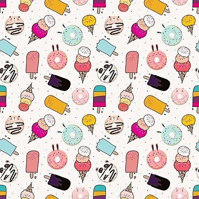 EPS 해외이미지 분홍색 백그라운드 패턴 일러스트 디저트 사람없음 패턴백그라운드 도넛 콘아이스크림 막대아이스크림 해외202105 해외일러스트 음식 컬러 무늬 아이스크림 파일형식 벡터