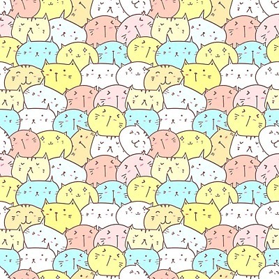 EPS 해외이미지 캐릭터 백그라운드 패턴 일러스트 사랑 사람없음 컬러풀 고양이 해외202105 해외일러스트 일러캐릭터 감정 컬러 무늬 포유류 반려동물 파일형식 벡터