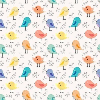 EPS 해외이미지 분홍색 잎 패턴 여러마리 일러스트 조류 사람없음 해외202105 해외일러스트 식물 동물 컬러 다수 무늬 파일형식 벡터