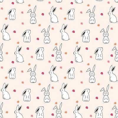 EPS 해외이미지 꽃 분홍색 백그라운드 패턴 여러마리 일러스트 사람없음 패턴백그라운드 하트 토끼 토끼캐릭터 해외202105 해외일러스트 모양 식물 컬러 동물캐릭터 다수 무늬 포유류 반려동물 파일형식 벡터