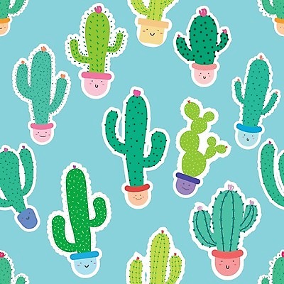 EPS 해외이미지 화분 하늘색 백그라운드 패턴 일러스트 선인장 사람없음 패턴백그라운드 식물캐릭터 해외202105 해외일러스트 일러캐릭터 식물 캐릭터 무늬 파란색 파일형식 벡터