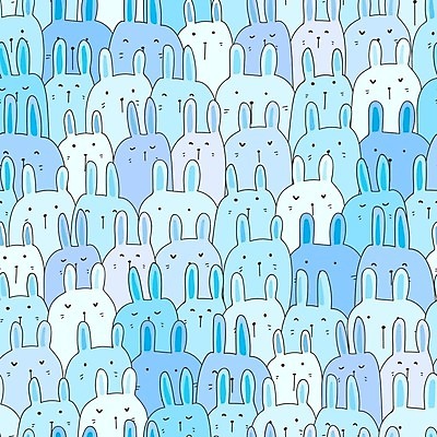 EPS 해외이미지 하늘색 백그라운드 패턴 여러마리 일러스트 사람없음 패턴백그라운드 토끼 토끼캐릭터 해외202105 해외일러스트 동물캐릭터 다수 무늬 포유류 파란색 반려동물 파일형식 벡터