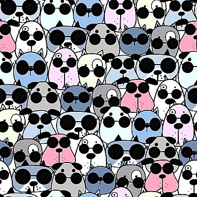 EPS 해외이미지 백그라운드 패턴 여러마리 일러스트 사람없음 선글라스 패턴백그라운드 개 강아지 해외202105 해외일러스트 안경 다수 무늬 포유류 반려동물 파일형식 벡터