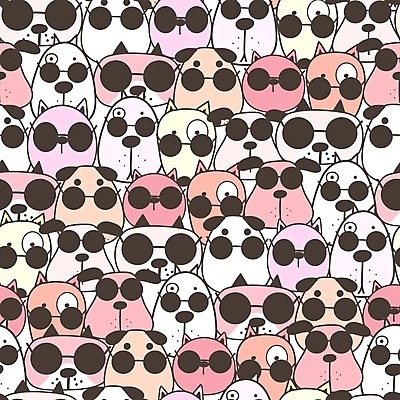 EPS 해외이미지 분홍색 백그라운드 패턴 여러마리 일러스트 사람없음 선글라스 패턴백그라운드 개 강아지 해외202105 해외일러스트 안경 컬러 다수 무늬 포유류 반려동물 파일형식 벡터