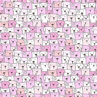 EPS 해외이미지 분홍색 백그라운드 패턴 여러마리 일러스트 사람없음 패턴백그라운드 개 강아지 해외202105 해외일러스트 컬러 다수 무늬 포유류 반려동물 파일형식 벡터