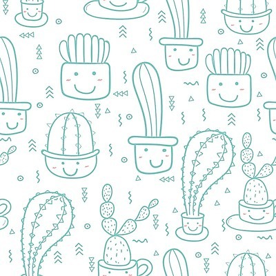 EPS 해외이미지 식물 화분 백그라운드 패턴 일러스트 선인장 사람없음 초록색 패턴백그라운드 라인아트 식물캐릭터 해외202105 해외일러스트 일러캐릭터 캐릭터 선 컬러 무늬 파일형식 벡터
