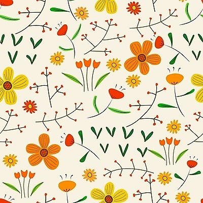 EPS 해외이미지 꽃 잎 꽃무늬 패턴 일러스트 사람없음 노란색 해외202105 해외일러스트 식물 컬러 무늬 파일형식 벡터