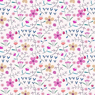 EPS 해외이미지 꽃 분홍색 잎 꽃무늬 패턴 일러스트 사람없음 해외202105 해외일러스트 식물 컬러 무늬 파일형식 벡터