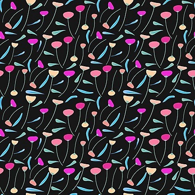 EPS 해외이미지 꽃 줄기 백그라운드 잎 꽃무늬 패턴 일러스트 사람없음 검은색 패턴백그라운드 해외202105 해외일러스트 식물 컬러 무늬 파일형식 벡터