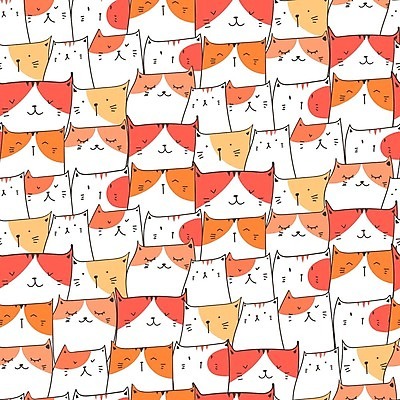 EPS 해외이미지 백그라운드 패턴 여러마리 일러스트 사람없음 주황색 고양이 패턴백그라운드 고양이캐릭터 해외202105 해외일러스트 컬러 동물캐릭터 다수 무늬 포유류 반려동물 파일형식 벡터