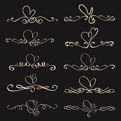 EPS 해외이미지 일러스트 사람없음 장식 검은색 하트 황금 해외202105 해외일러스트 모양 컬러 파일형식 벡터
