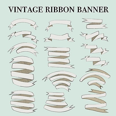 EPS 해외이미지 배너 리본 일러스트 사람없음 빈티지 민트색 해외202105 해외일러스트 컬러 컨셉 파일형식 벡터